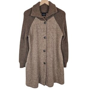 Anntarah button‎ up sweater cardigan alpaca wool blend boho lagenlook brown, S